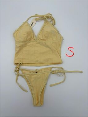 Yellow Ribbed Halter Bikini Set - Brand: Seamolly NWT